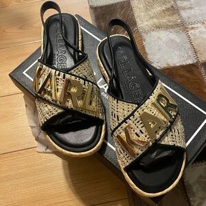 Karl Lagerfeld Black and Cream Sandals